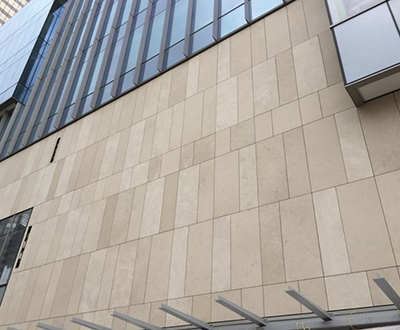Exterior stone wall cladding with Turkish limestone