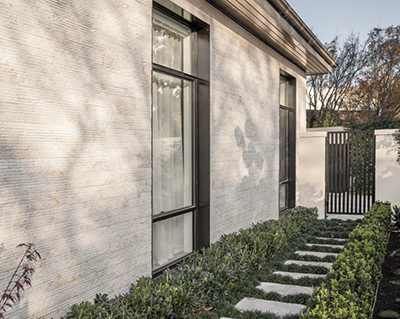 Stone cladding on exterior walls