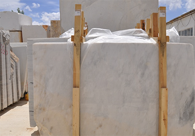 Turkish natural stone quarry with marble blocks